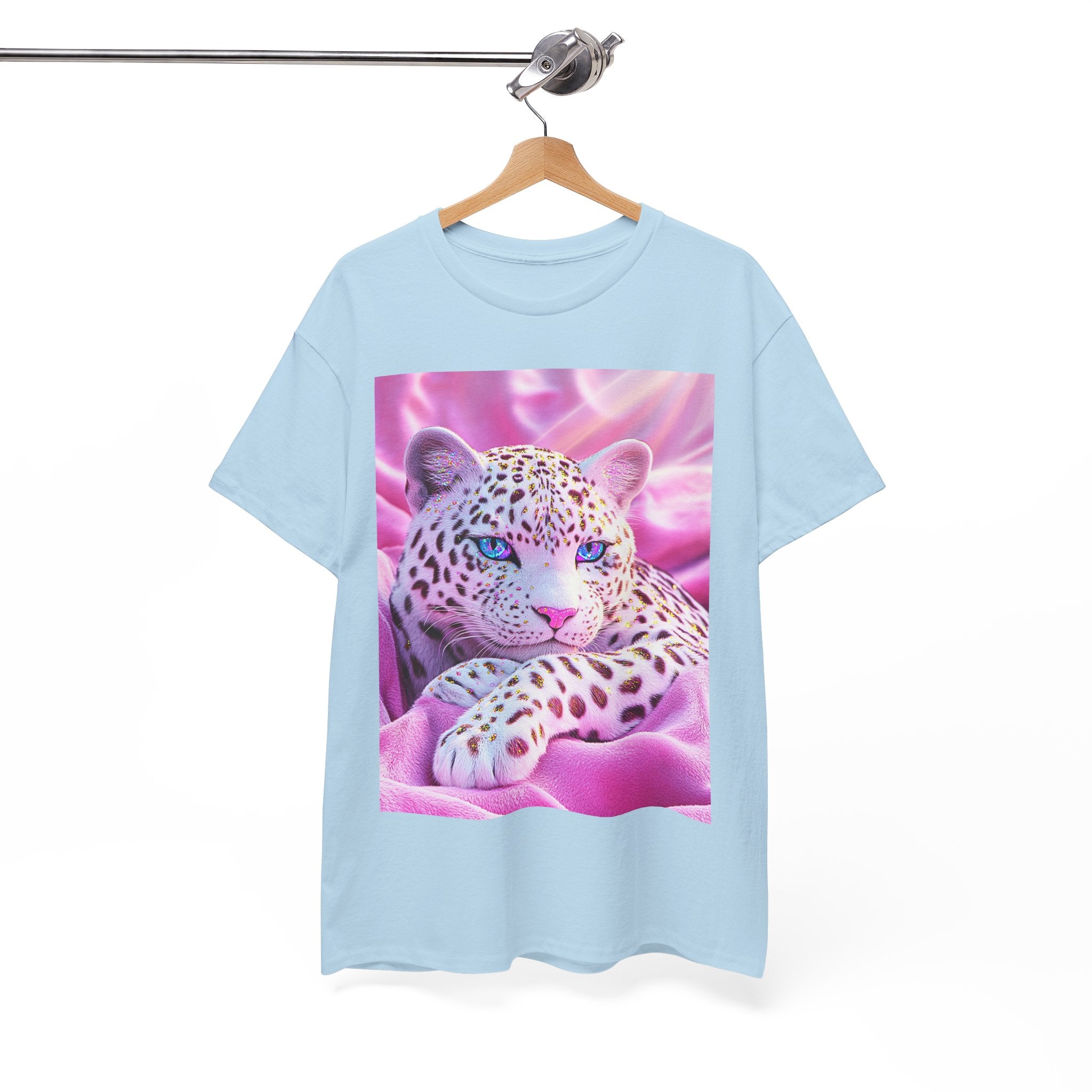 PINK WHITE FANTASY CHEETAH ART SHIRT GIFT WOMEN  TEENS TEE TSHIRT CAT KAWAII