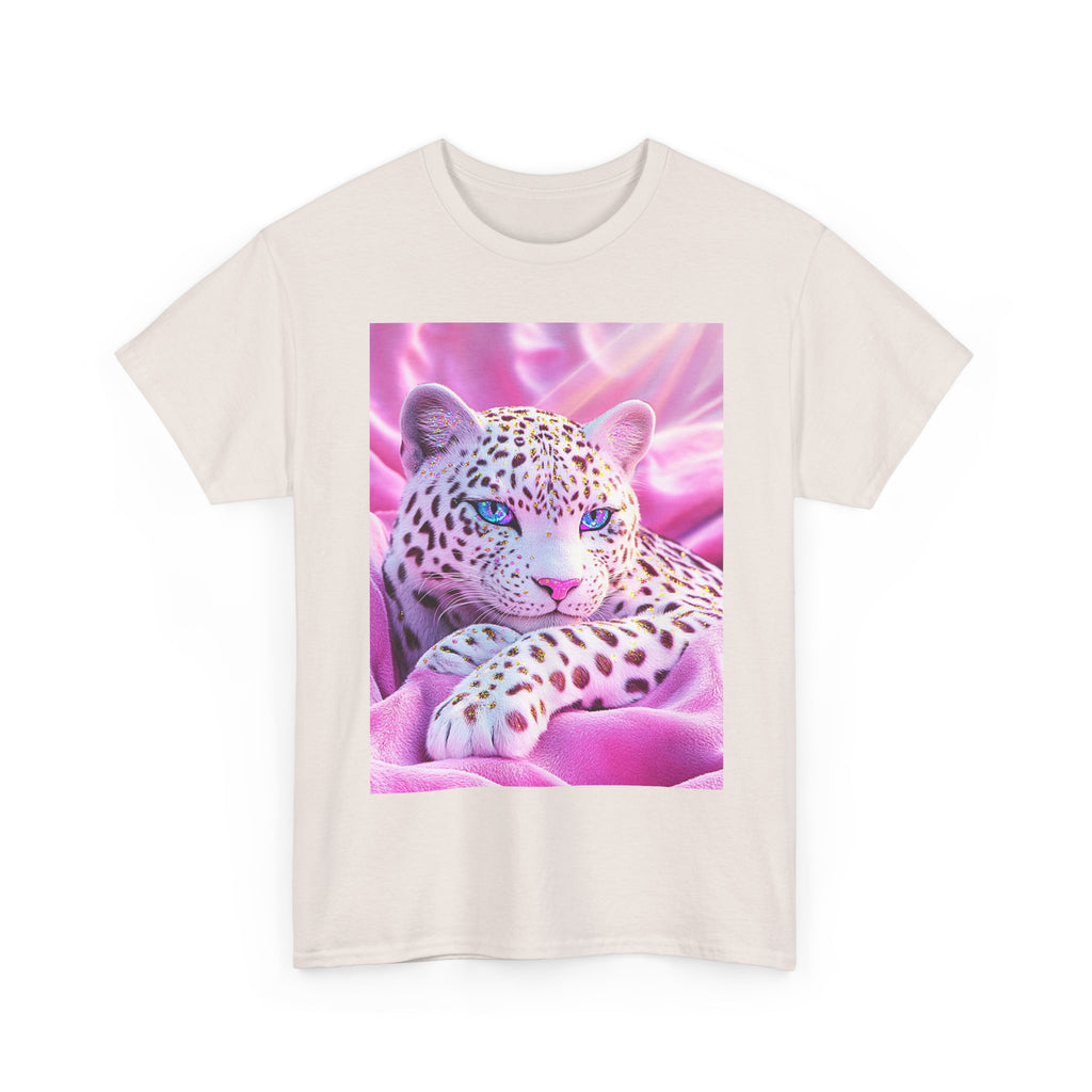 PINK WHITE FANTASY CHEETAH ART SHIRT GIFT WOMEN  TEENS TEE TSHIRT CAT KAWAII