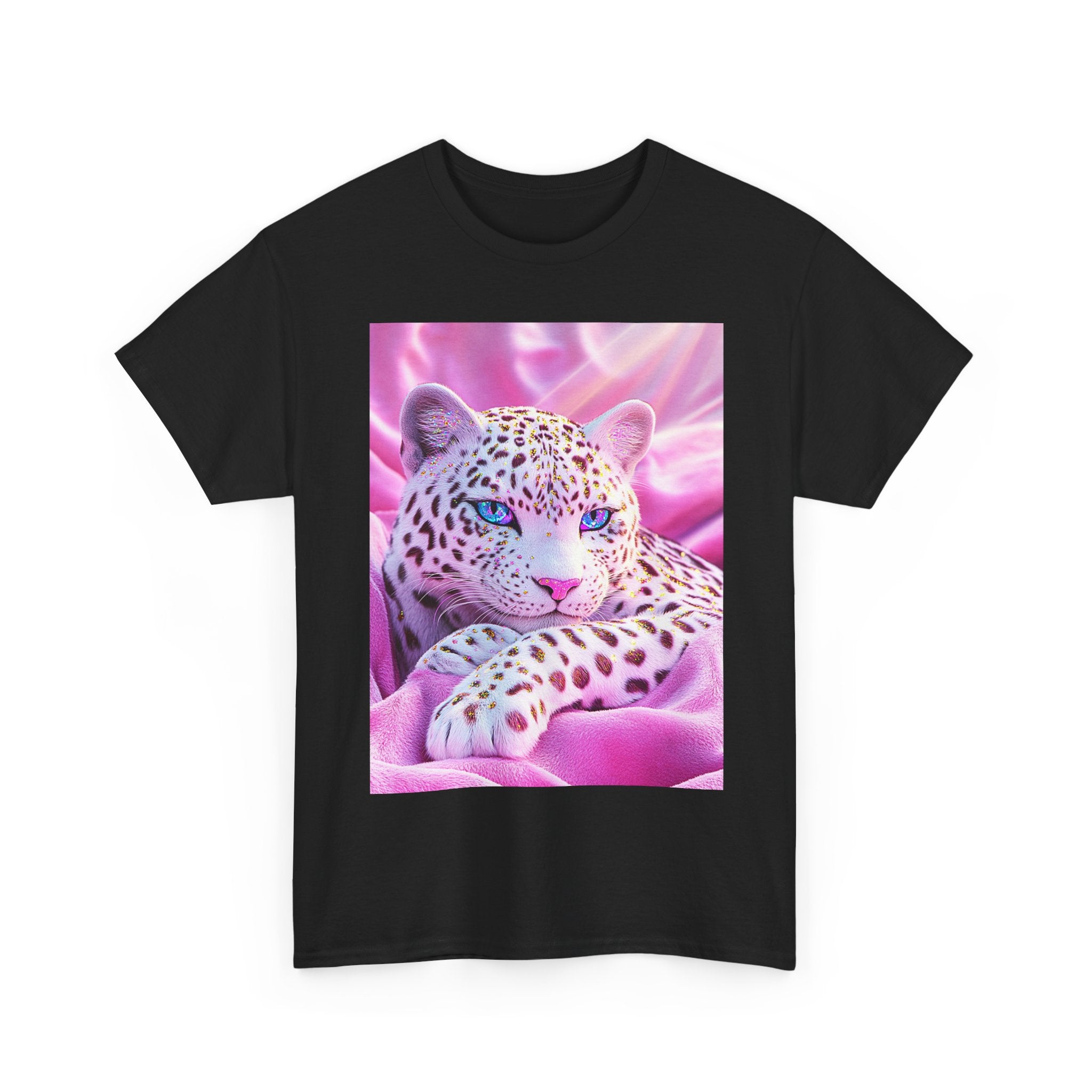 PINK WHITE FANTASY CHEETAH ART SHIRT GIFT WOMEN  TEENS TEE TSHIRT CAT KAWAII