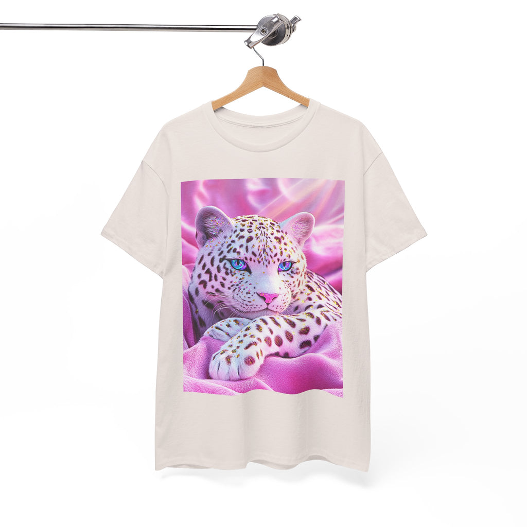 PINK WHITE FANTASY CHEETAH ART SHIRT GIFT WOMEN  TEENS TEE TSHIRT CAT KAWAII