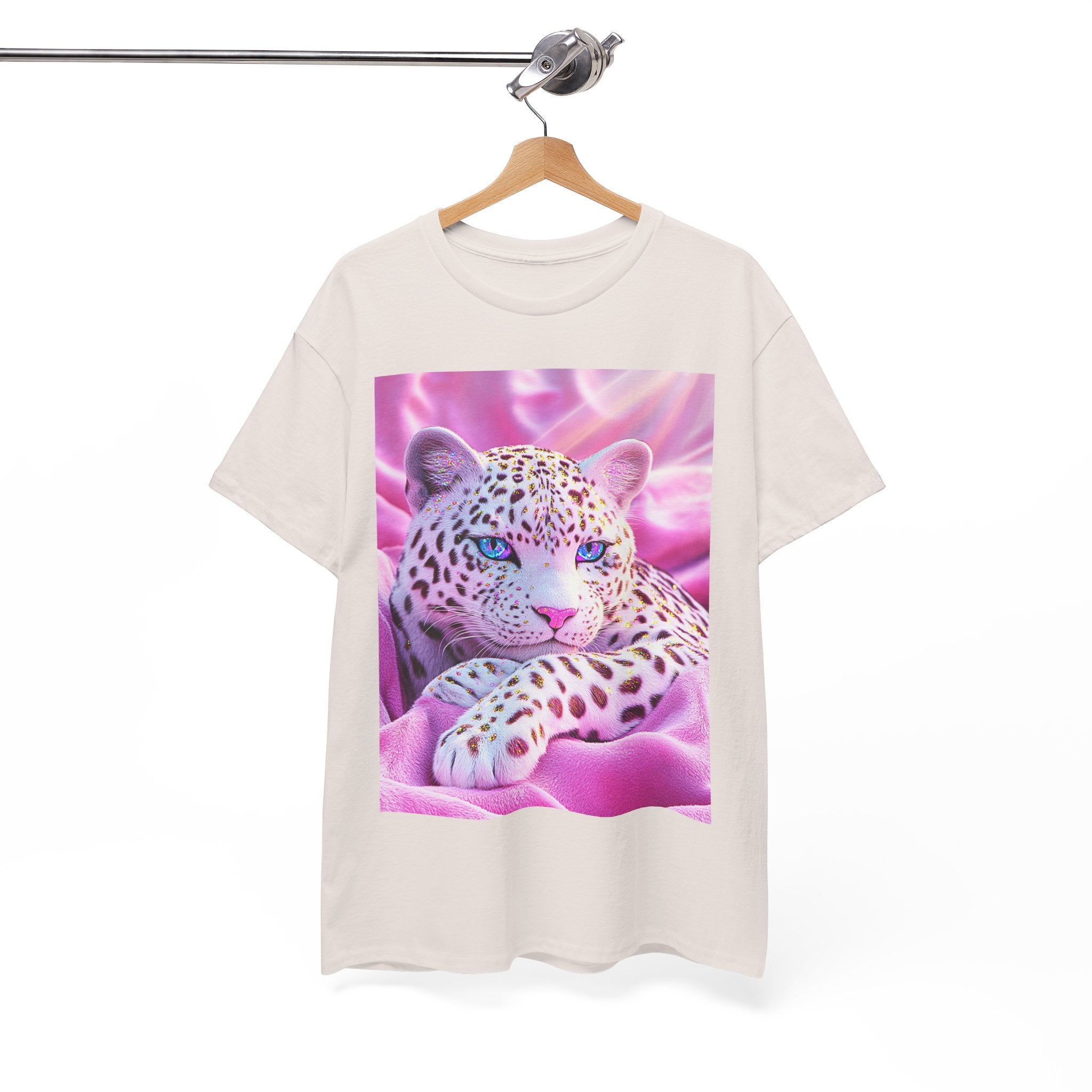 PINK WHITE FANTASY CHEETAH ART SHIRT GIFT WOMEN  TEENS TEE TSHIRT CAT KAWAII
