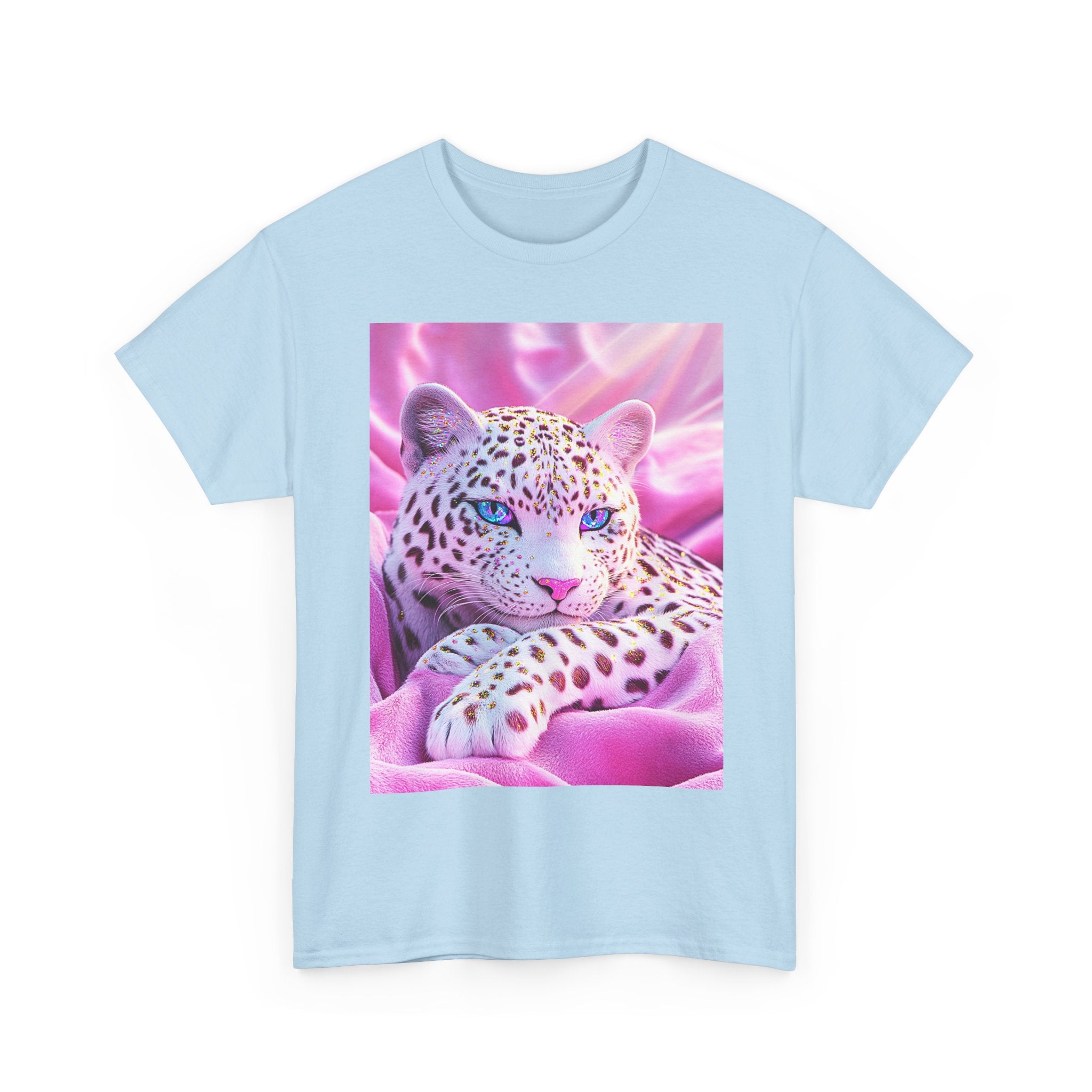 PINK WHITE FANTASY CHEETAH ART SHIRT GIFT WOMEN  TEENS TEE TSHIRT CAT KAWAII