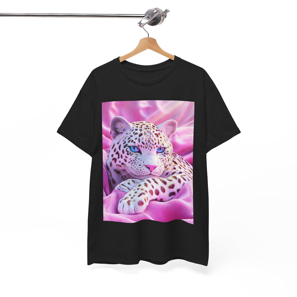 PINK WHITE FANTASY CHEETAH ART SHIRT GIFT WOMEN  TEENS TEE TSHIRT CAT KAWAII