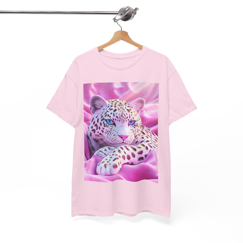 PINK WHITE FANTASY CHEETAH ART SHIRT GIFT WOMEN  TEENS TEE TSHIRT CAT KAWAII