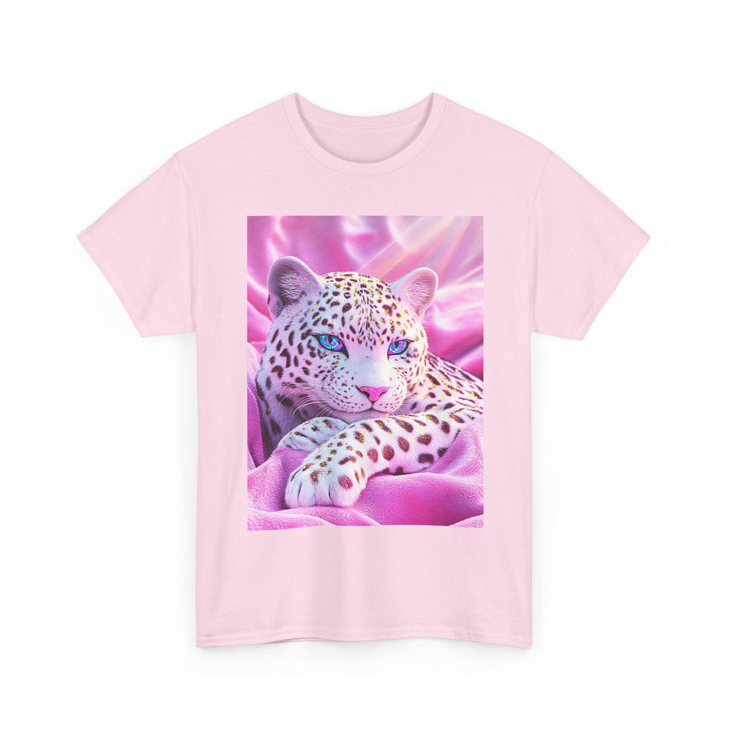 PINK WHITE FANTASY CHEETAH ART SHIRT GIFT WOMEN  TEENS TEE TSHIRT CAT KAWAII